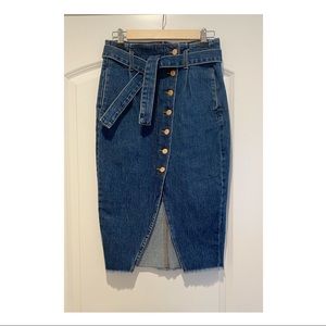 Zara Button Front Denim Skirt